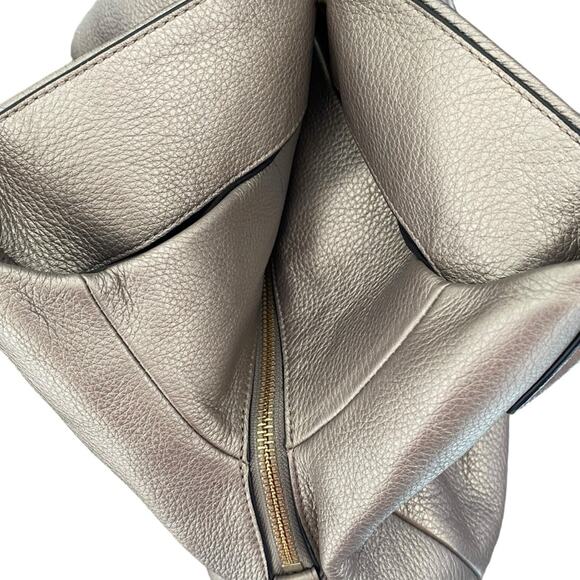 Coach Phoebe Saddle Leather Pebbled Medium Shoulder Bag Purse Pewter - Picture 6 of 13